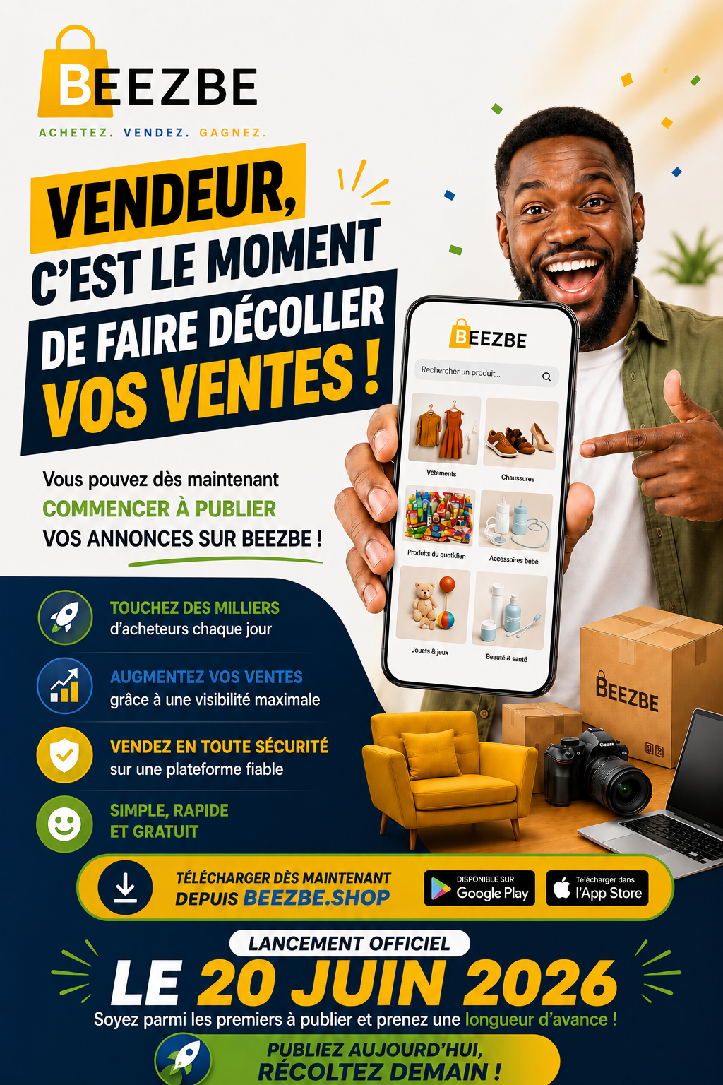 Affiche de lancement Beezbe pour les vendeurs