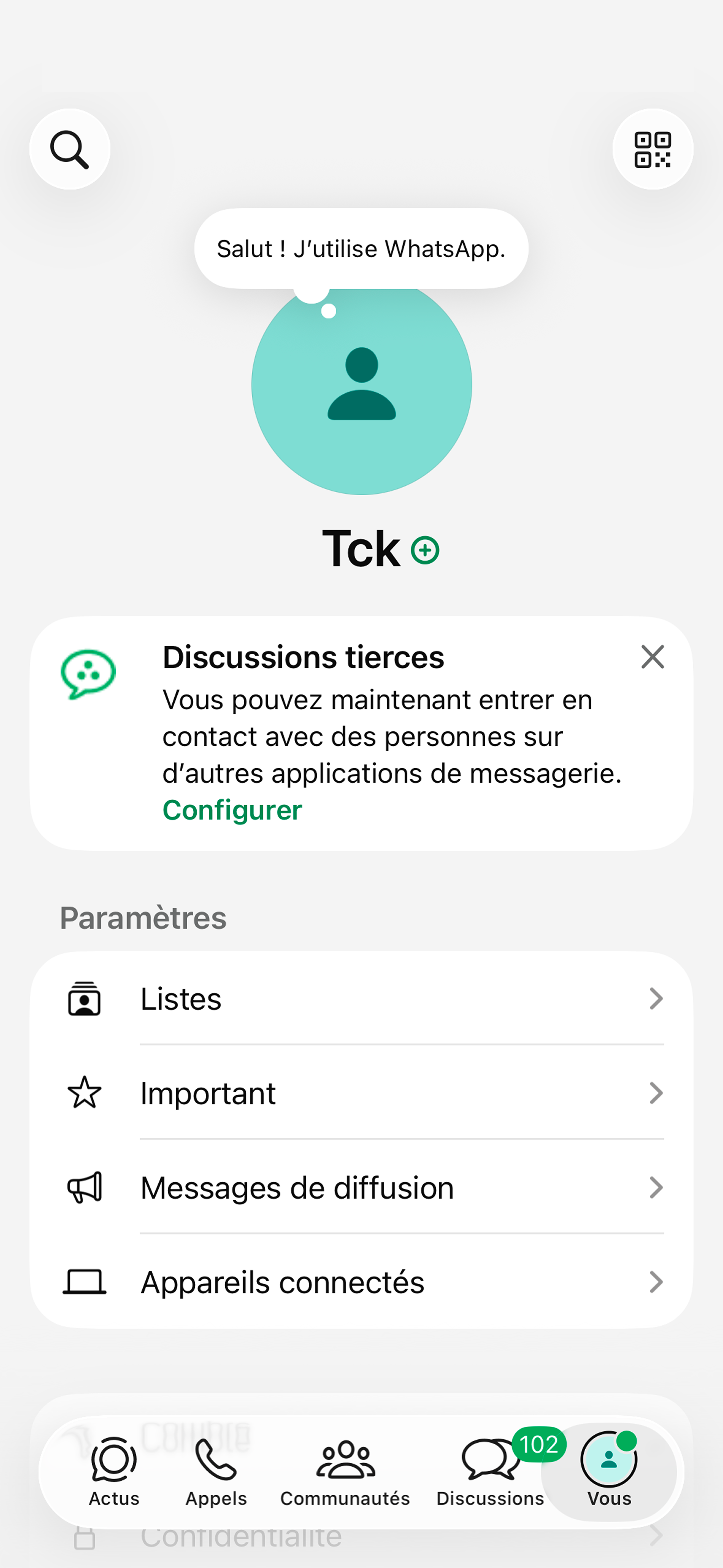 Compte WhatsApp